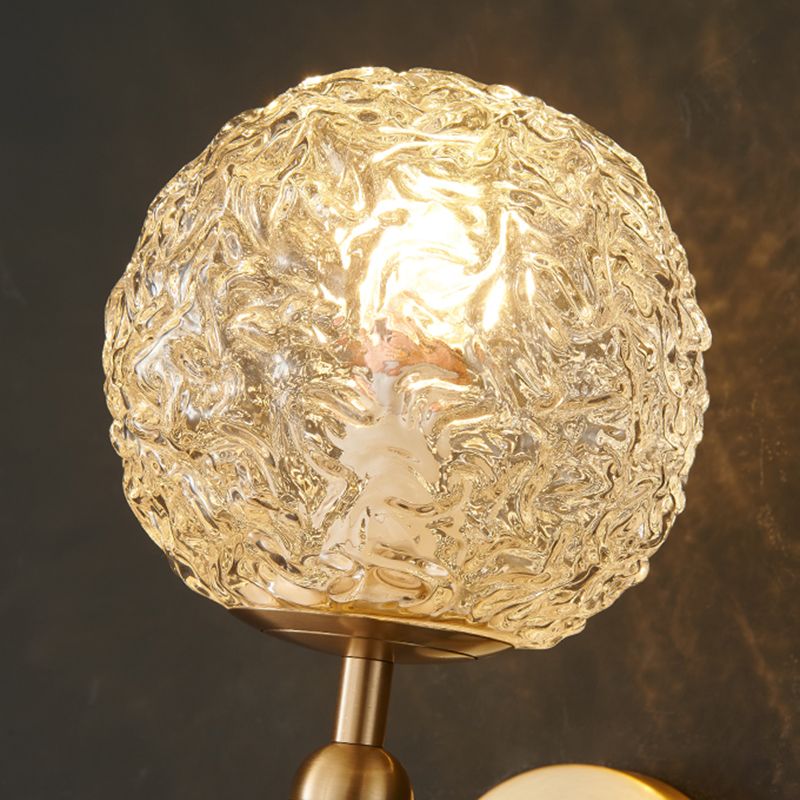 Nordic Style Crystal Wall Light Gold Globe Wall Sconce for Living Room
