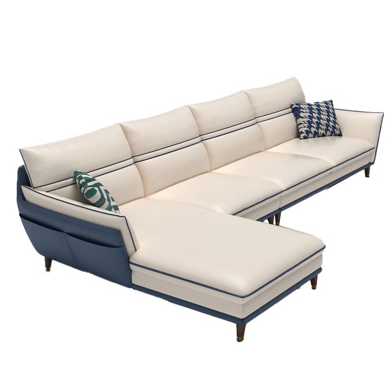 Leather Pillow Top Arm Sofa 37.4"High Cushion Back Sectional Sofa with Storage