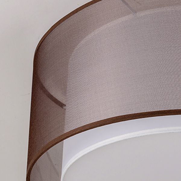 Modern Ceiling Light Brown Ceiling Mount Light with Fabric Shade for Aisle