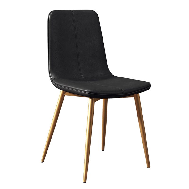 Modern Style Side Chair Faux Leather Dining Chair with Metal Leg