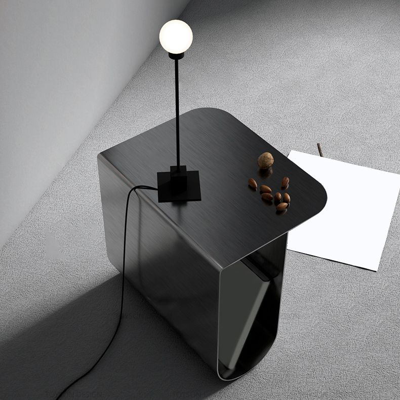 Mid-century Modern Style Rectangular Metal Table with Abstract Base Side Table