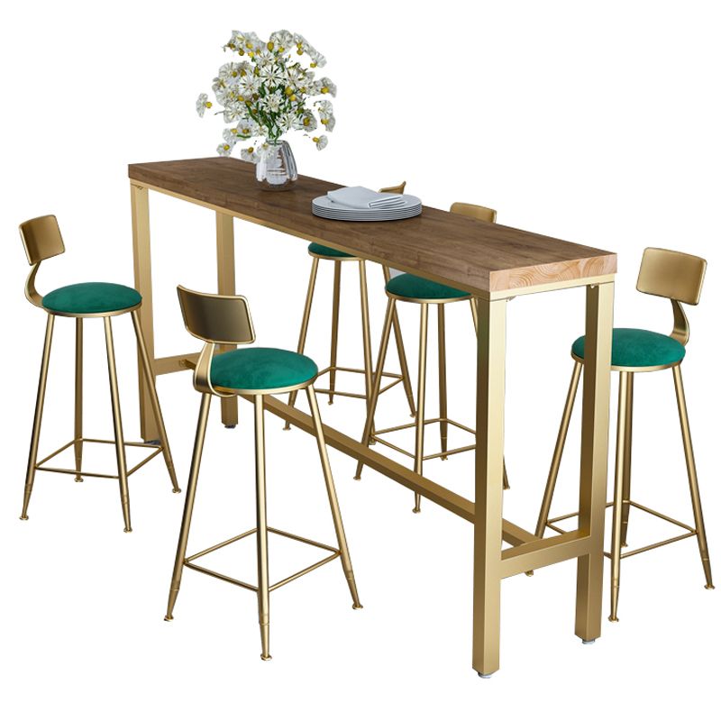 Glam Style Rectangle Bar Table 1/6 Pieces Solid Wood Counter Table