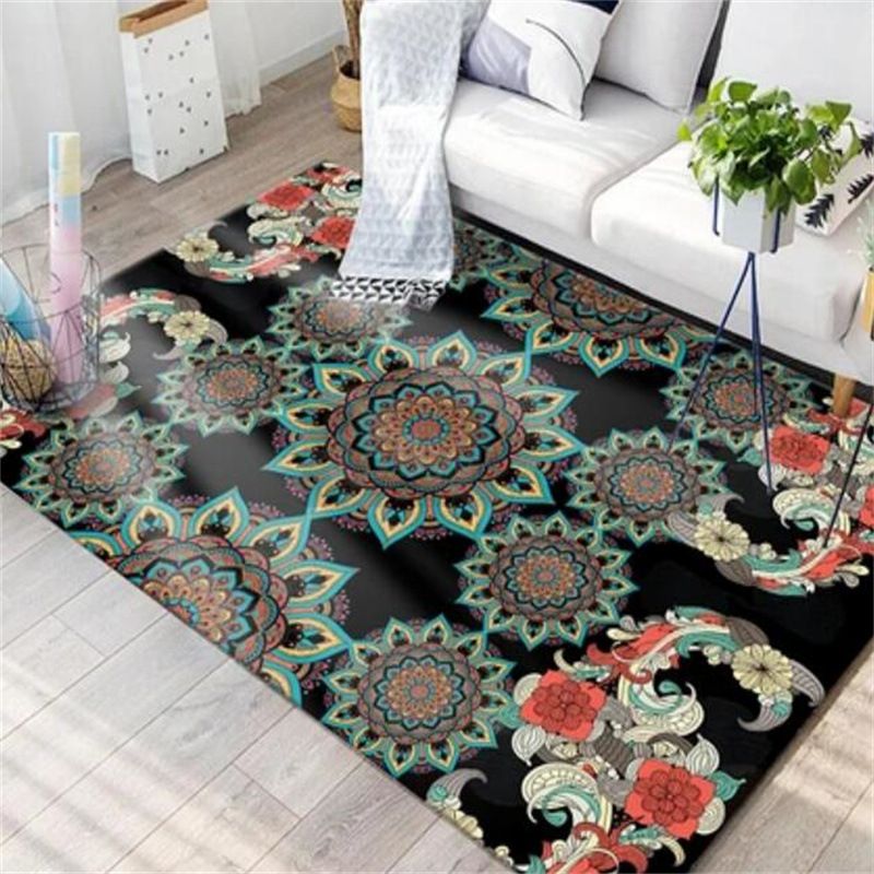 Bohemian Chevron Print Rug Polyester Indoor Carpet Non-Slip Backing Area Rug for Living Room