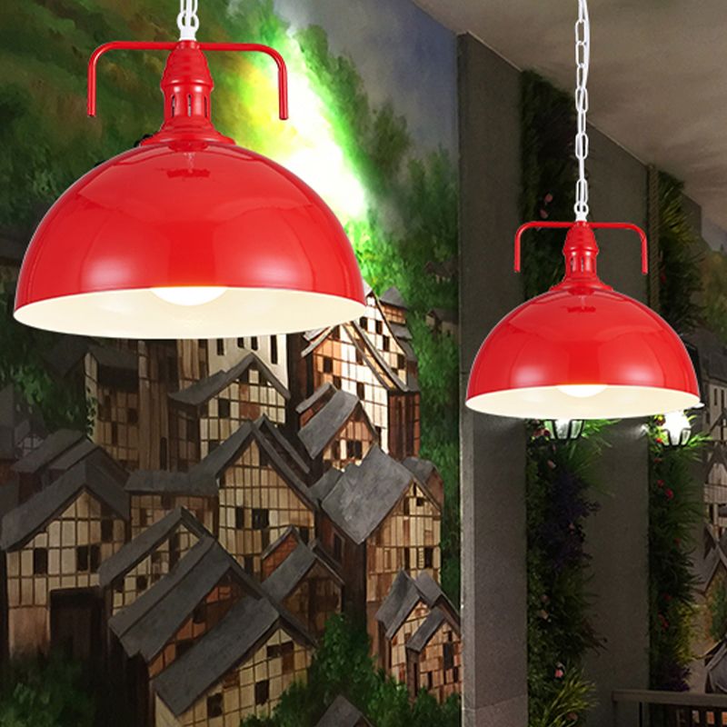 12 "/16" W ciotola soggiorno illuminazione a sospensione industriale Metallico 1 Finitura appesa rossa/gialla leggera/ruggine