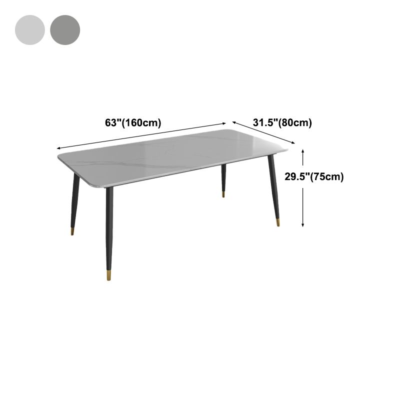 Traditional Luxury Dining Table Rectangle Sintered Stone Table with 4 Legs