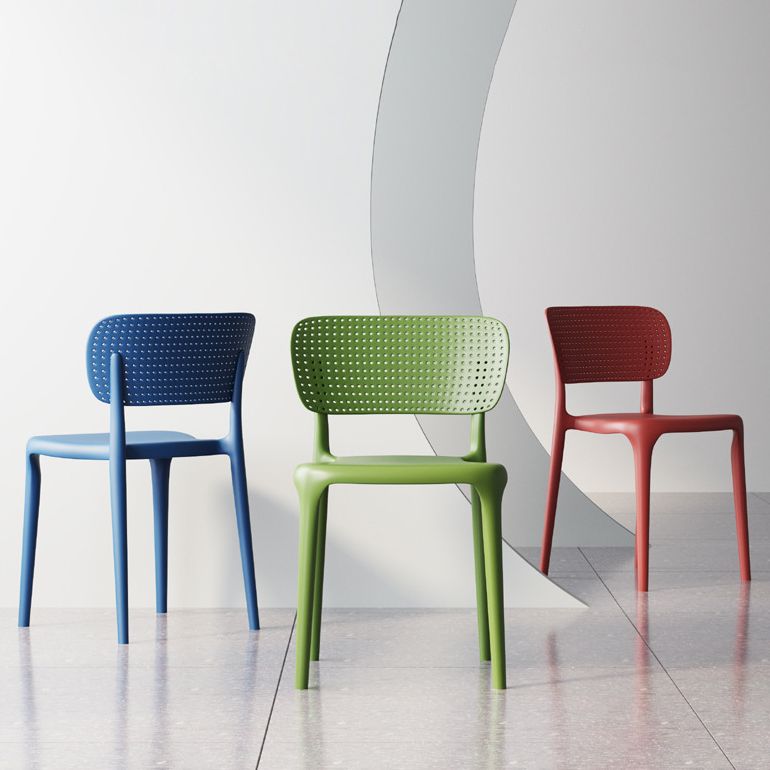 Silla de comedor de plástico contemporánea abierta en casa silla lateral apilable