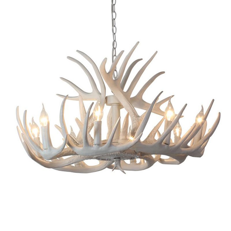 Antler Shaped Dining Room Chandelier Lighting Classic Resin White Pendant Light Fixture