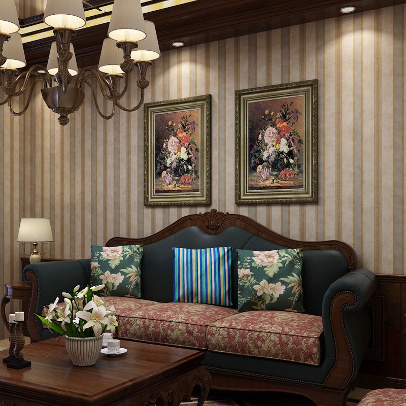 Peel Stick Temporary Stripe Wallpaper Cottage Non-Woven Material Wall Decor, 17.1-sq ft