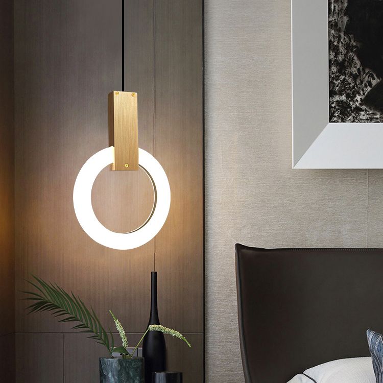 Metal Circle Pendant Light Fixture Modern Style LED Pendant Ceiling Light for Bedroom