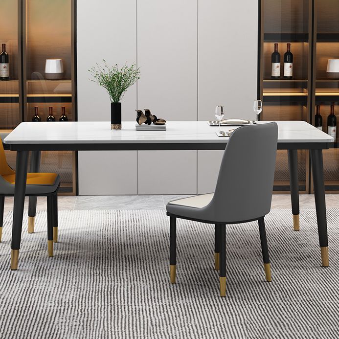 Industrial Style Home Sintered Stone Dining Table Rectangle Shape Table with 4 Legs Base