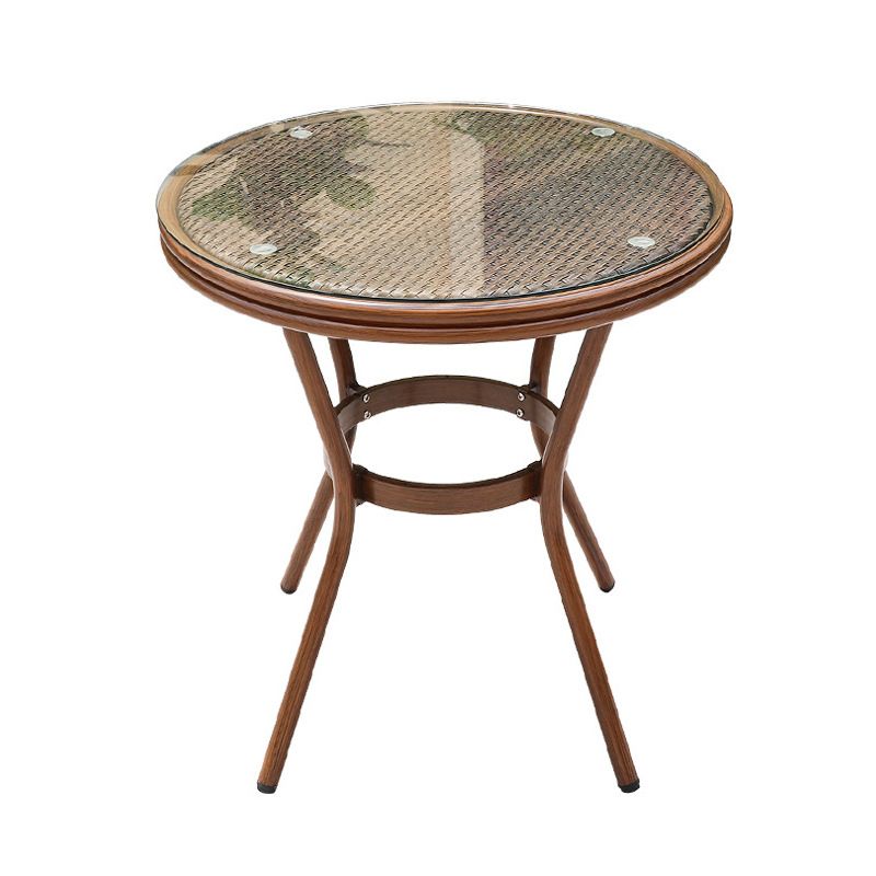 Modern Glass Top Dining Table Set 1/5/7 Pcs Brown Dining Set