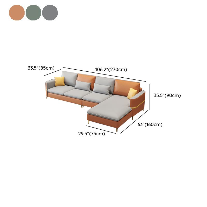 35.43" Tall Sectional Sofa Faux leather Sofa with Pillowed Back Cushions