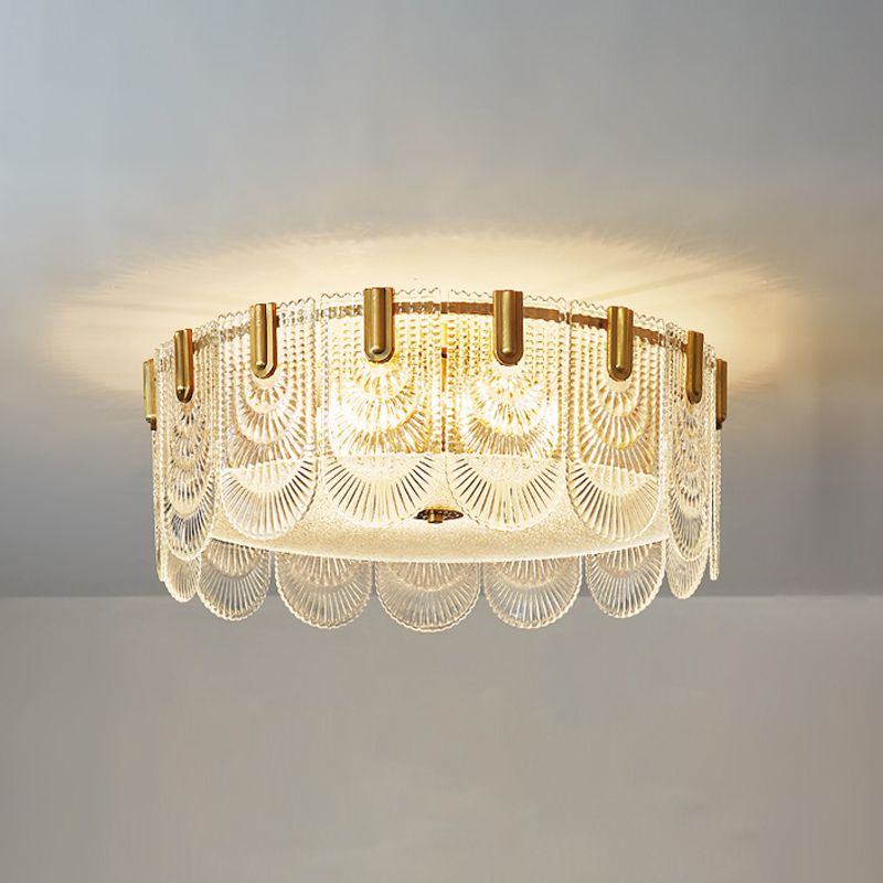 Lampade da incasso in metallo Lampade da soffitto tradizionali a semi-incasso con paralume in vetro