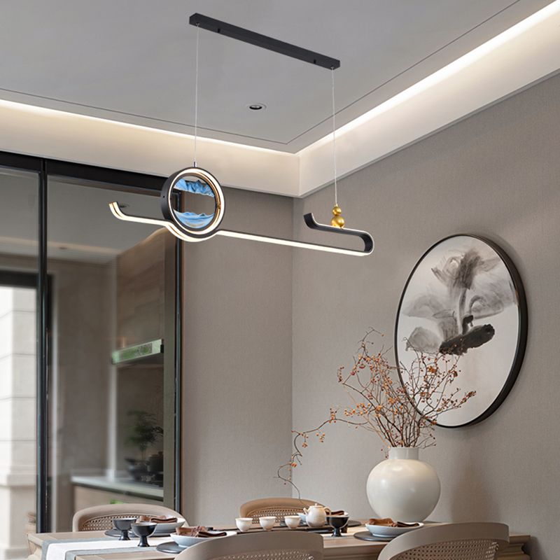 Modern Aluminum Island Light Fixtures Geometry 2-Light Restaurant LED Hanging Lamps