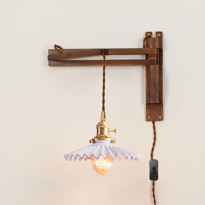 1 Light Geometric Wall Sconces Modern Style Wood Wall Mounted Lamps