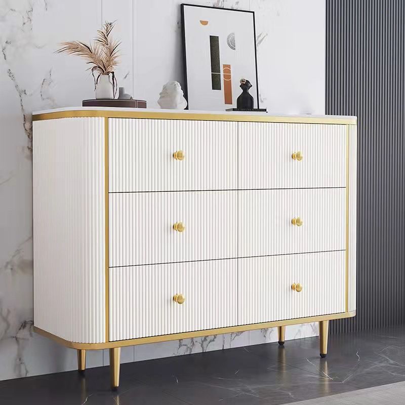 Glam Stone Bedroom Chest White 15" Wide Storage Chest with Drawers