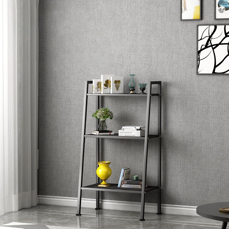 Contemporary Style Ladder Bookshelf Metal Open Back Bookcase for Office