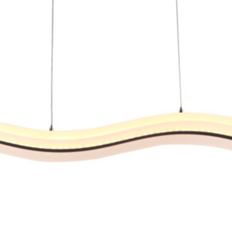 Wavy Shape Kitchen Island Fixture Acrylic Linear Pendant Ceiling in Black & White