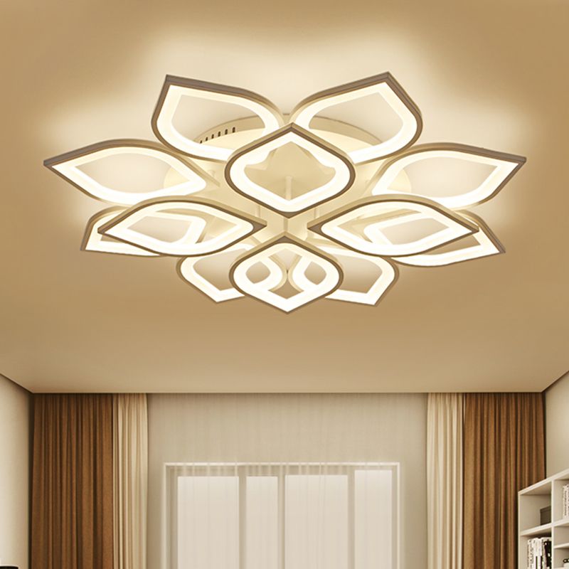 31.5"/39" Wide Leaf Flush Ceiling Light Simple Acrylic LED White Flush Mount Light Fixture in Warm/White/Natural Light
