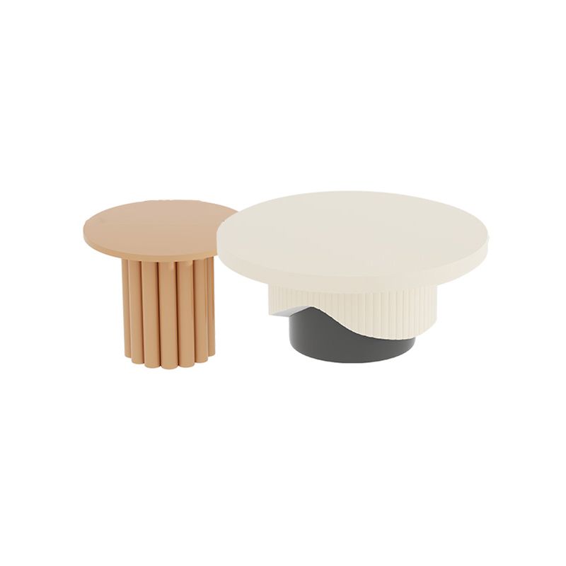 Contemporary Coffee Table Wooden Pedestal Round Coffee Cocktail Table