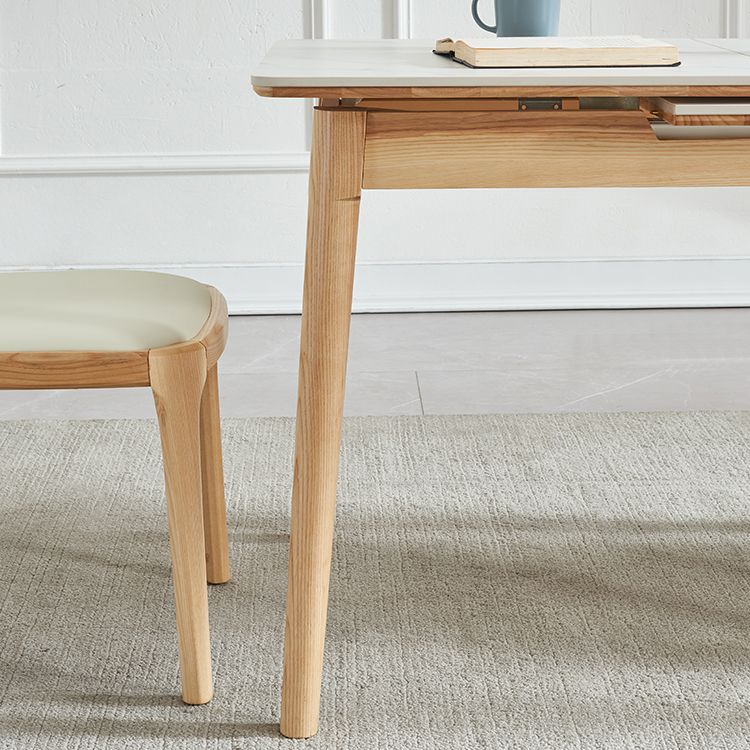 Minimalist Rectangle Shape White Dining Set Sintered Stone Standard Dining Set for Kitchen