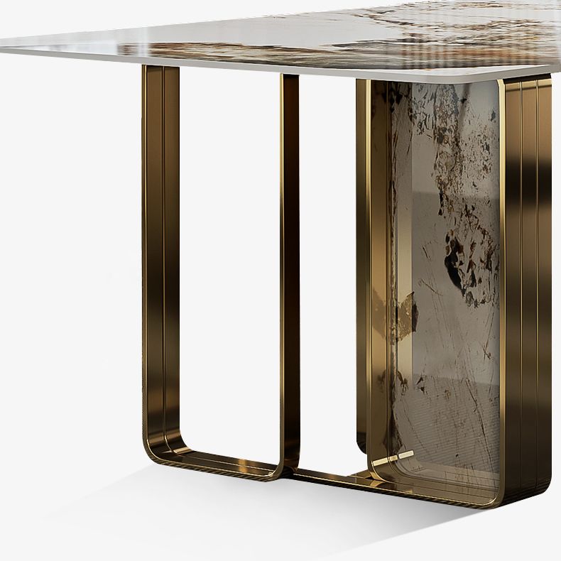 Glam Style Dining Rectangle Table Dining Sintered Stone Table for Home