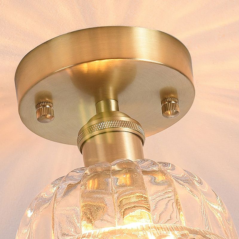 Shaded Glass Semi Flush Mount Light Fixture Nordic Style Brass Semi Flush Light Fixture