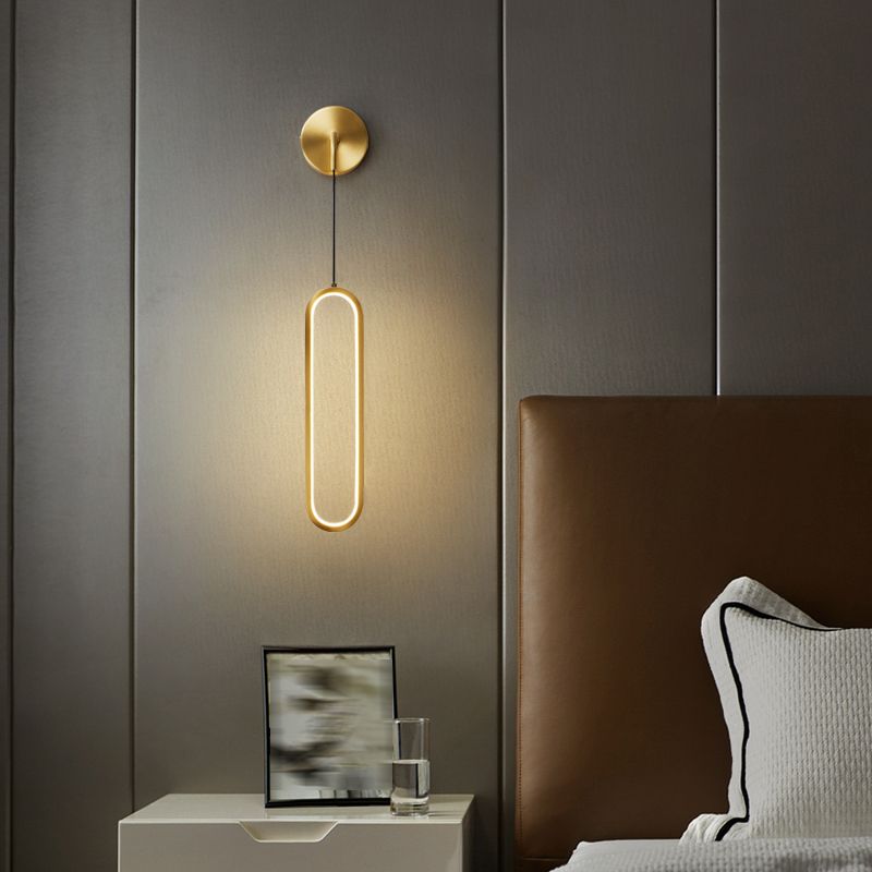 Oval Shade Metal Wall Sconce Modern Style 1 Light Wall Mounted Light