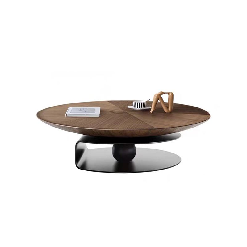 Round Square Block Base Wood/glass Modern Style Coffee Table