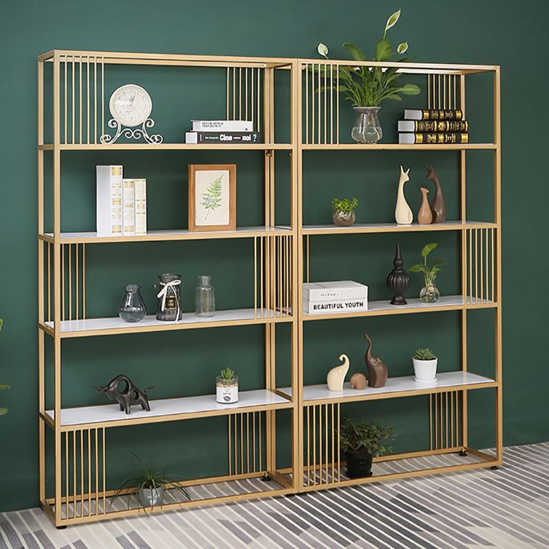 Gold Metal Shelf Bookcase Glam Open Shelf Shelves Included Bookcase Vertical