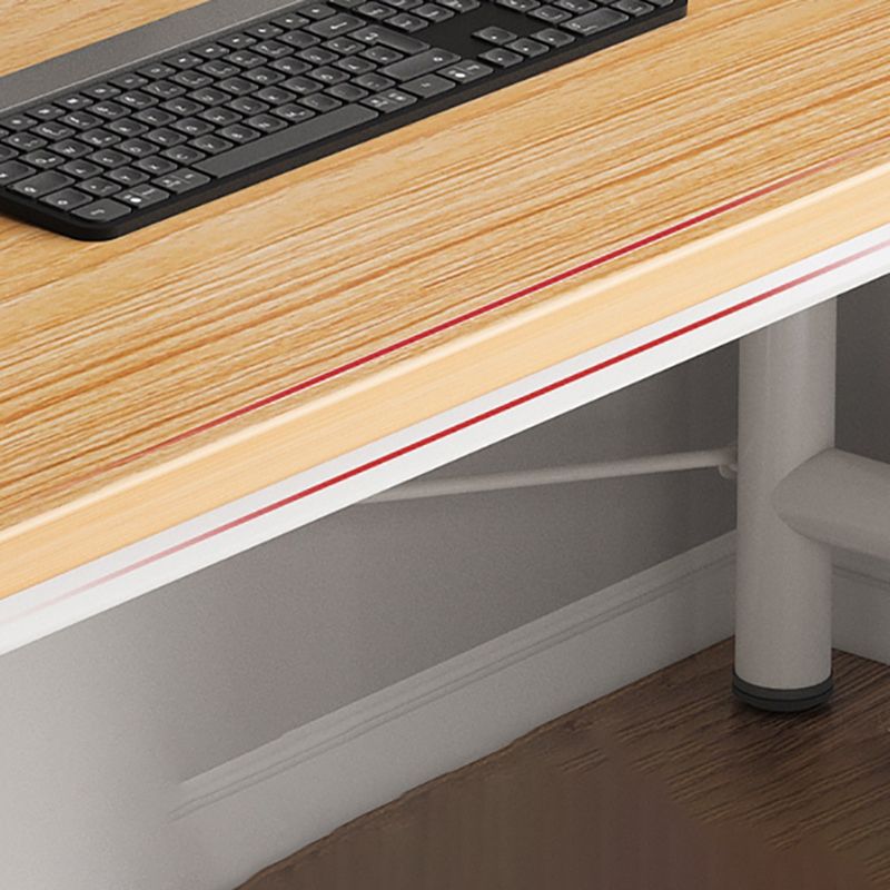 Industrial Curved Office Desk Antique Finish Wooden Computer Desk