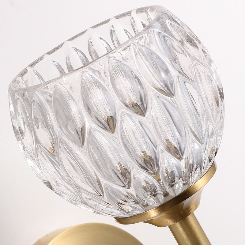 Black/Gold Finish Domed Wall Mount Light Modern Style 1/2-Bulb Clear Dimpled Glass Wall Light for Living Room