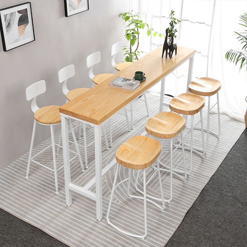 Modern Style Rectangle Wood Bar Table 1/5/9 Pieces Bar Table Set for Kitchen