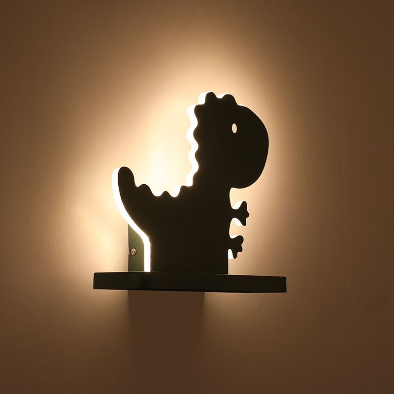 Green Dinosaur Metal Wall Sconce LED Wall Mounted Light Fixture for Child Room