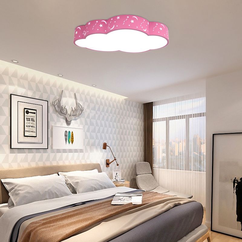 Hollow Cloud Kid Bedroom Ceiling Lamp Metal Acrylic Cartoon LED Ceiling Mount Light