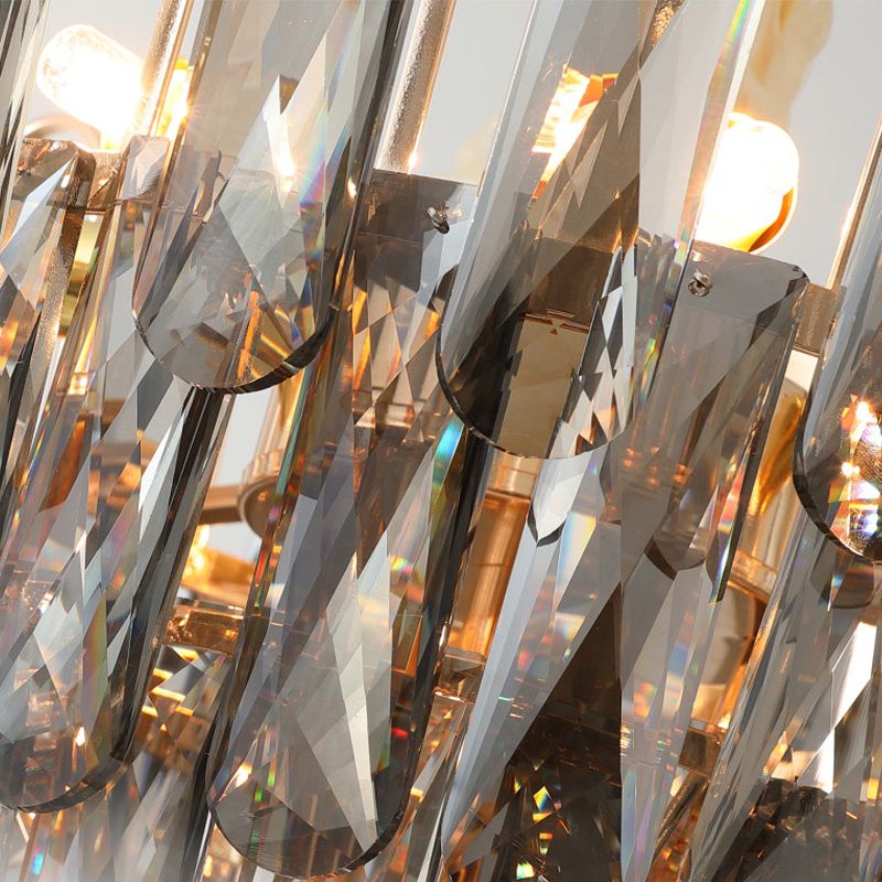 Lámpara de araña de cristal de cristal gris claro/humo kit de luz colgante de dormitorio de 7 luces