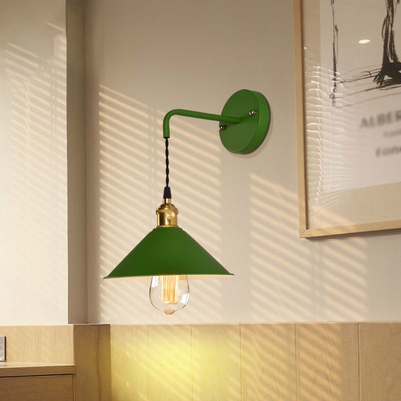 Modern Creative Hanging Wall Lamp Copper Tapered Macaroon Wall Light with Wrought Iron Shade