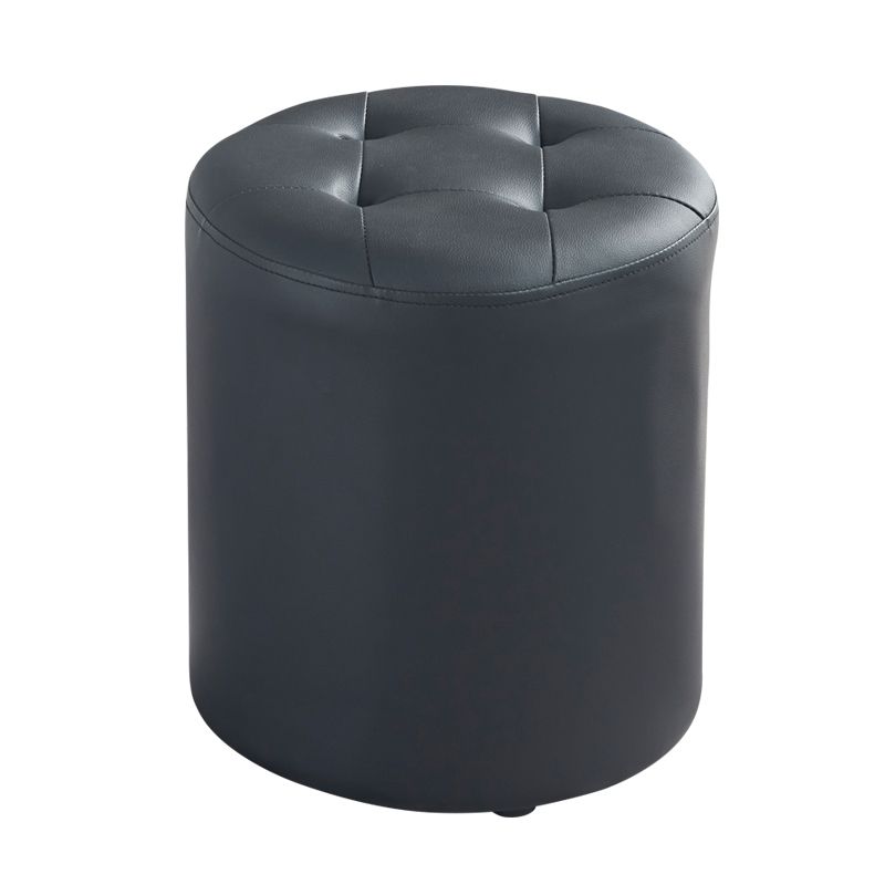 Round Faux Leather Ottoman Glam Indoor Solid Stain Resistant Ottoman