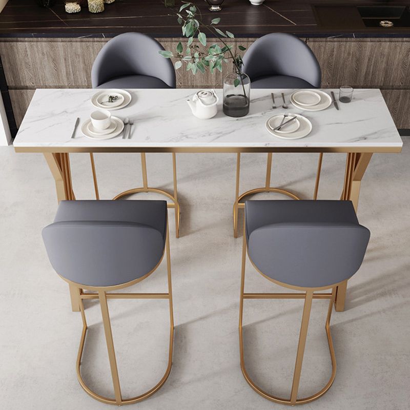 Rectangle Bar Counter Table Glam Style Faux Marble Bar Counter Table for Kitchen