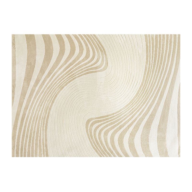 Beige Stripe Pattern Area Carpet Modern Polyester Area Rug Anti-Slip Washable Rug for Bedroom