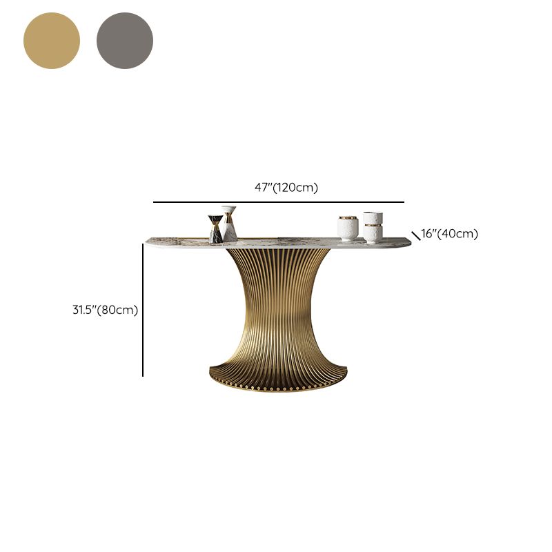 Half Moon Shape Contemporary Console Table in Gold/Silver Stone Console Sofa Table