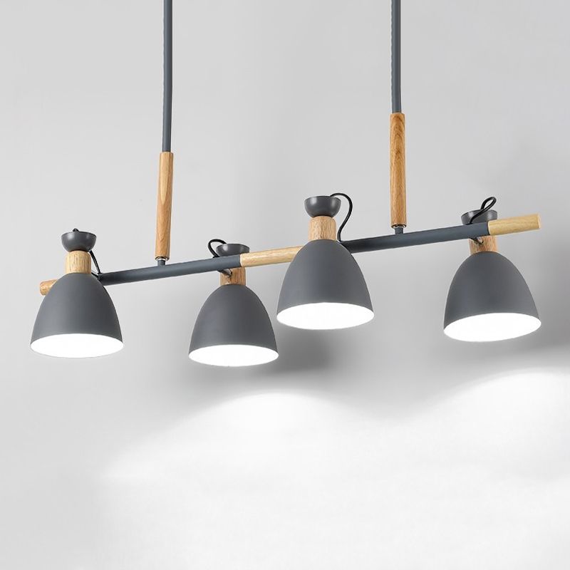 Metal Bowl Shape Chandelier Light Modern Style 4 Lights Chandelier Light Fixture in Gray