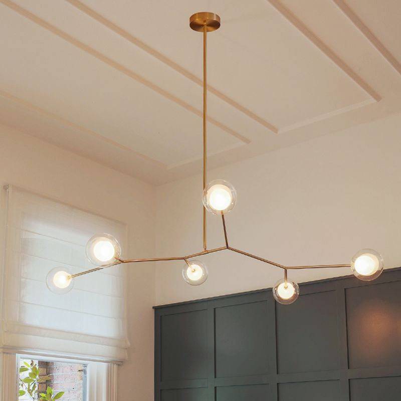 Nordic Modern Dining Pendant Light Round Glass Shade Chandelier Chandelier Lightture pour salle à manger