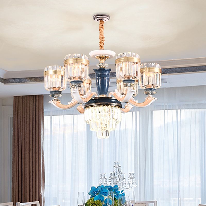 6/8 teste l'illuminazione del lampadario tradizionale bloccante cilindrico Crystal Block Appare