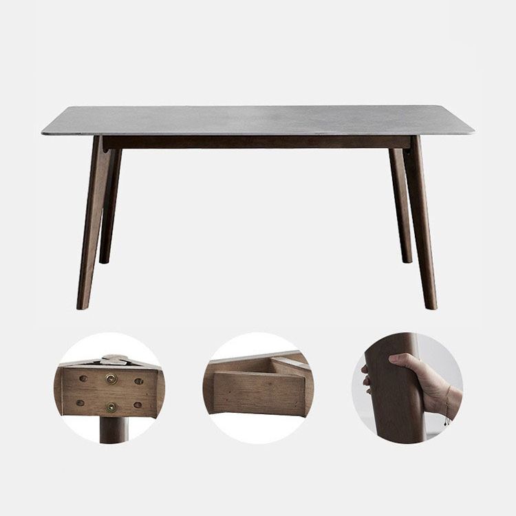 Minimalist Gray Sintered Stone Top Dining Set Rectangle Shape Standard Dining Set for Kitchen