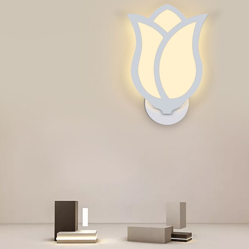 Flower Shape Wall Lamp Modern Style Acrylic 1 Light Sconce in White