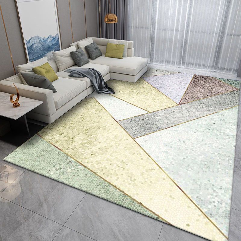 Grey Modern Carpet Polyester Striped Carpet Non-Slip Backing Carpet for Living Room