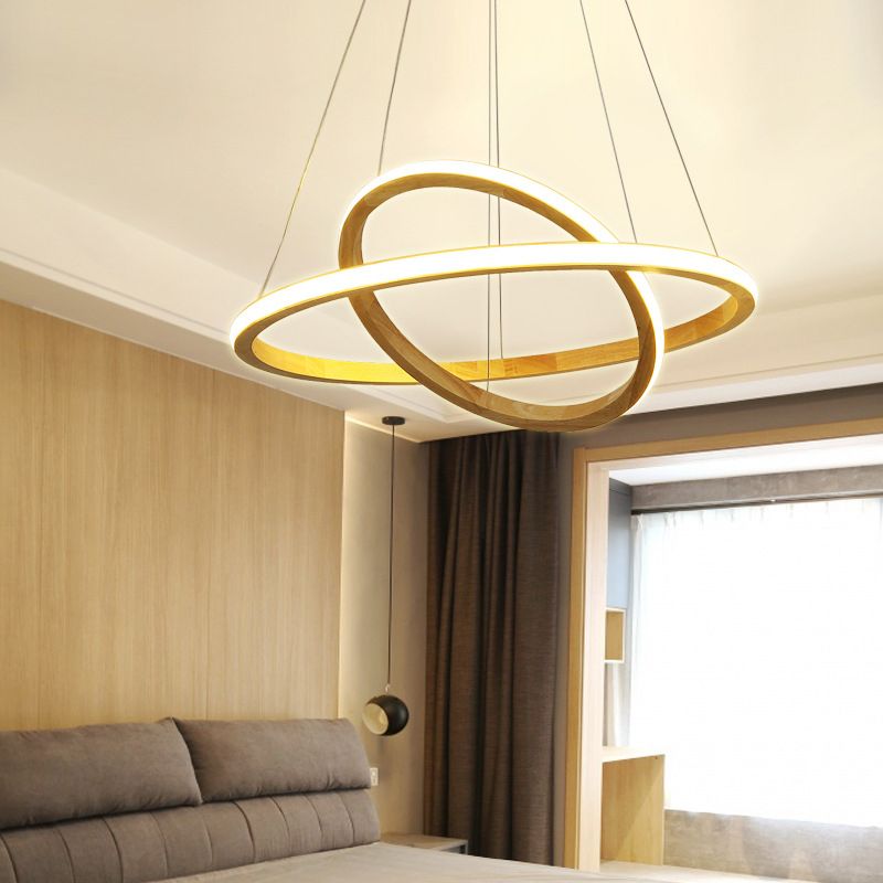 Contemporary Linear Chandelier Lights Wood Chandelier Pendant Light in Brown