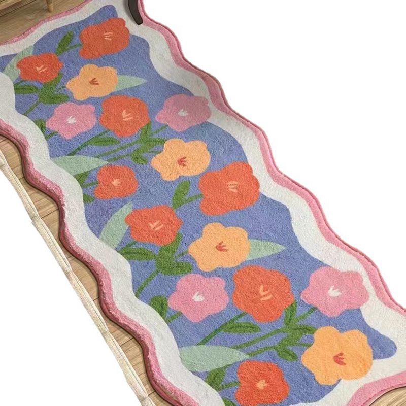 Purple Casual Rug Polyester Tulip Rug Non-Slip Backing Indoor Rug for Living Room