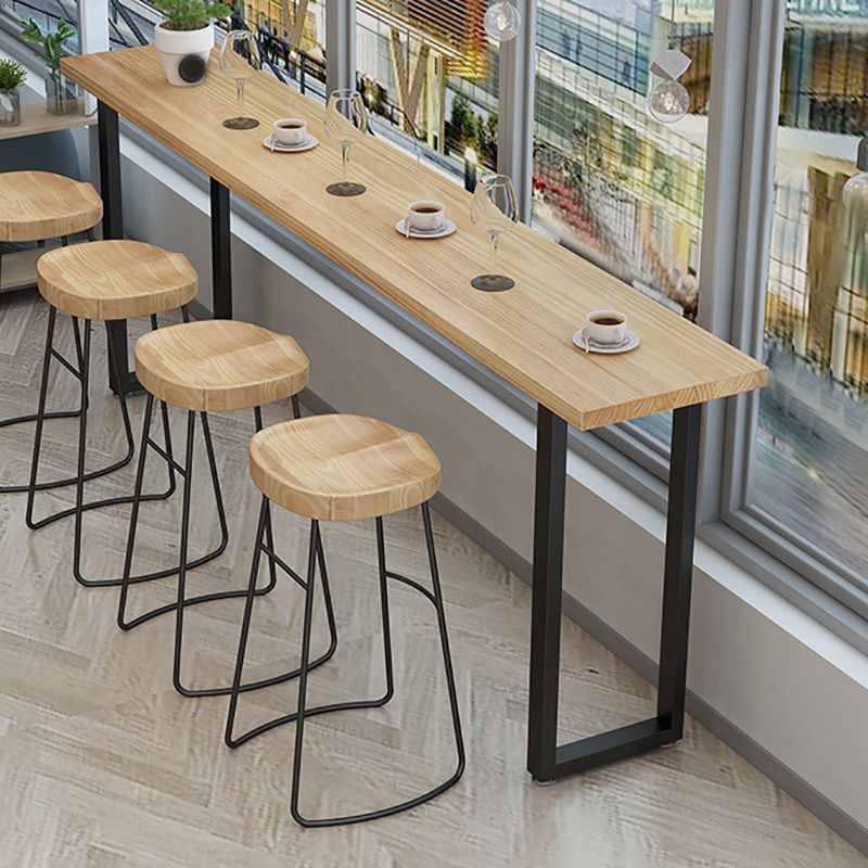 Modern Bar Height Table Solid Wood Top Bistro Pub Table for Living Room